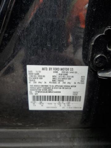 1FM5K8AB3MGC44099 - 2021 FORD EXPLORER POLICE INTERCEPTOR შავი ფოტო 13