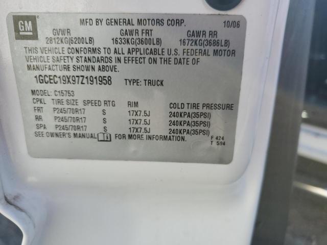 1GCEC19X97Z191958 - 2007 CHEVROLET SILVERADO C1500 CLASSIC Ağ foto 12