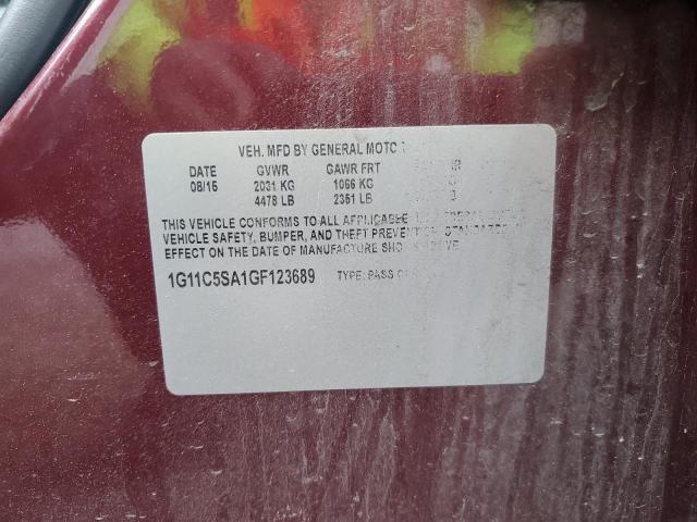 1G11C5SA1GF123689 - 2016 CHEVROLET MALIBU LIM LT BURGUNDY photo 12