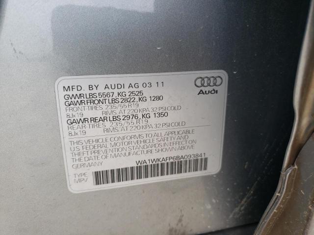 WA1WKAFP6BA093841 - 2011 AUDI Q5 PRESTIGE GRAY photo 13