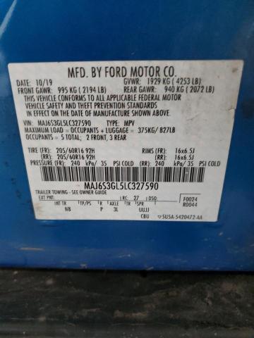 MAJ6S3GL5LC327590 - 2020 FORD ECOSPORT SE Mavi foto 13