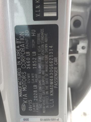 KNADM4A30G6621314 - 2016 KIA RIO LX SILVER photo 12