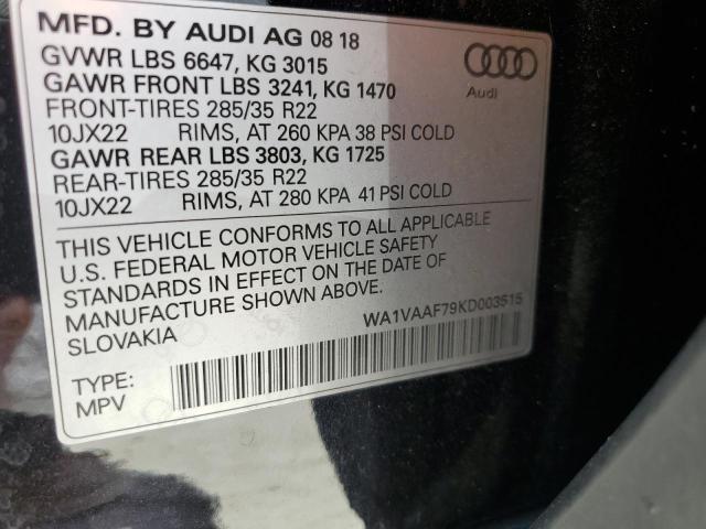 WA1VAAF79KD003515 - 2019 AUDI Q7 PRESTIGE 黑色 照片 13
