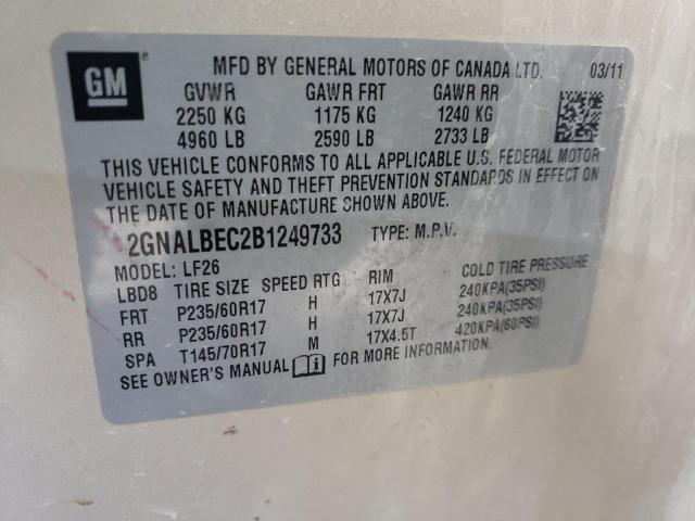 2GNALBEC2B1249733 - 2011 CHEVROLET EQUINOX LS 奶油色 照片 13