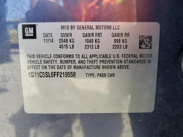 1G11C5SL6FF219558 - 2015 CHEVROLET MALIBU 1LT 蓝色 照片 12