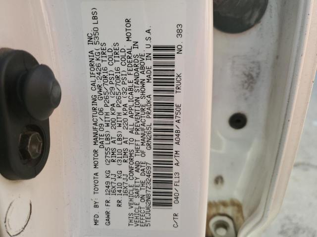 5TEJU62N87Z324697 - 2007 TOYOTA TACOMA DOUBLE CAB PRERUNNER WHITE photo 12