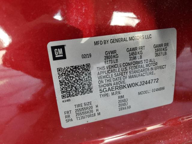 5GAERBKW0KJ244772 - 2019 BUICK ENCLAVE ESSENCE 栗色 照片 14