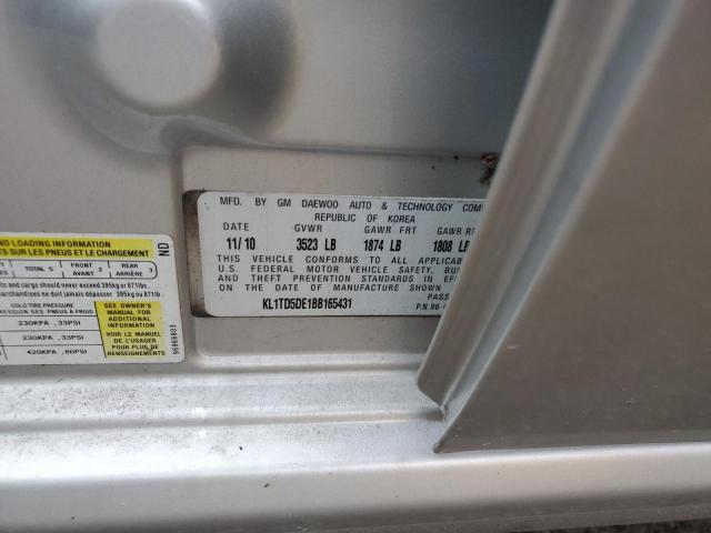 KL1TD5DE1BB165431 - 2011 CHEVROLET AVEO LS 银色 照片 12