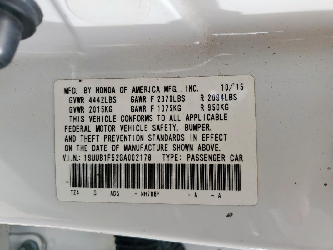 19UUB1F52GA002178 - 2016 ACURA TLX TECH WHITE photo 13