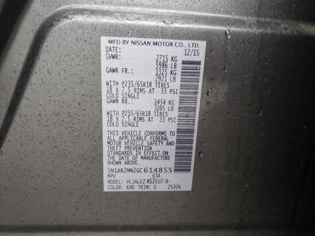 5N1AR2MN2GC614855 - 2016 NISSAN PATHFINDER S GRAY photo 14