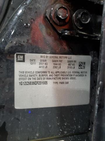 1G1ZC5E06CF231905 - 2012 CHEVROLET MALIBU 1LT CHARCOAL photo 13