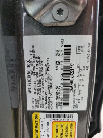 3FA6P0LU6JR221727 - 2018 FORD FUSION SE HYBRID GRAY photo 12