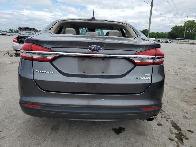 3FA6P0LU6JR221727 - 2018 FORD FUSION SE HYBRID GRAY photo 6