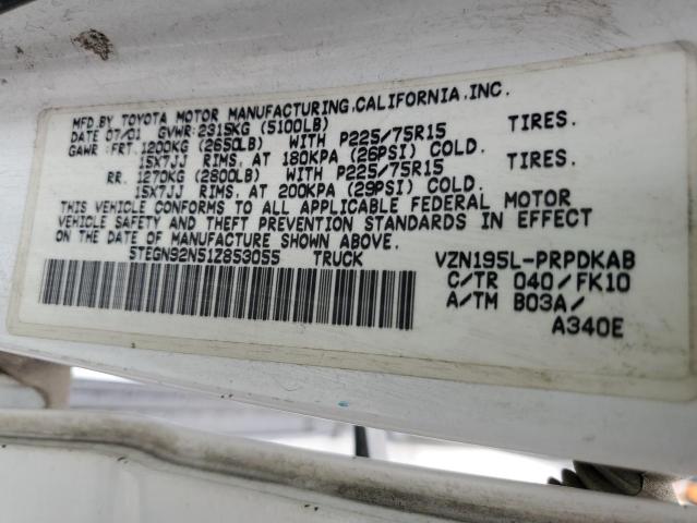5TEGN92N51Z853055 - 2001 TOYOTA TACOMA DOUBLE CAB PRERUNNER WHITE photo 12