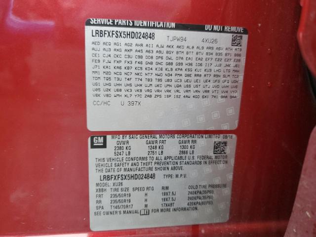 LRBFXFSX5HD024848 - 2017 BUICK ENVISION PREMIUM II Qırmızı foto 13