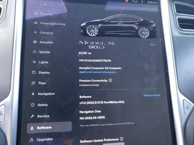 5YJSA1E29GF175476 - 2016 TESLA MODEL S Սև լուսանկար 9