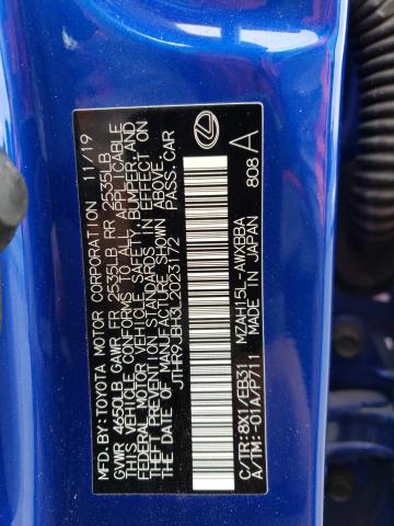 JTHR9JBH3L2023172 - 2020 LEXUS UX 250H BLUE photo 12