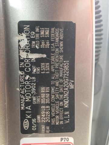 KNDJN2A20G7329851 - 2016 KIA SOUL GRAY photo 14