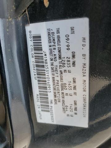 JM1NB3531Y0140915 - 2000 MAZDA MX-5 MIATA BASE BLACK photo 12