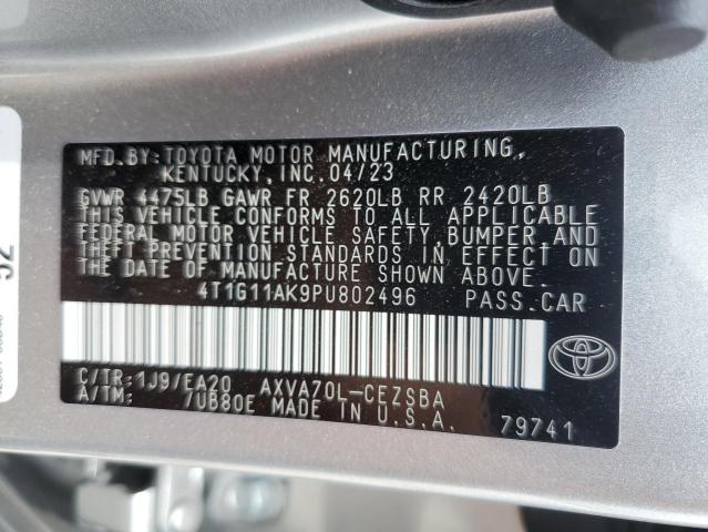 4T1G11AK9PU802496 - 2023 TOYOTA CAMRY SE NIGHT SHADE SILVER photo 12