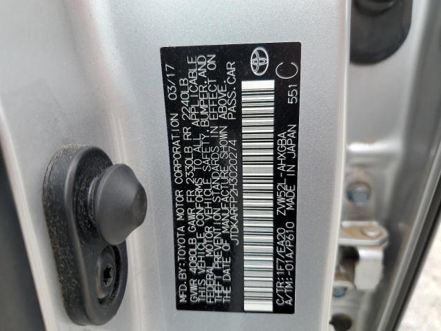 JTDKARFP2H3020274 - 2017 TOYOTA PRIUS PRIM SILVER photo 14