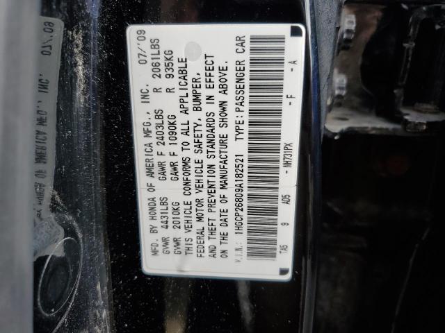 1HGCP26809A182521 - 2009 HONDA ACCORD EXL BLACK photo 12