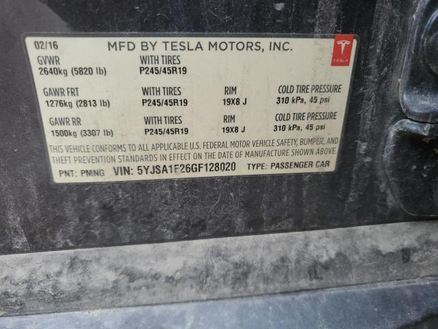 5YJSA1E26GF128020 - 2016 TESLA MODEL S Մոխրագույն լուսանկար 13