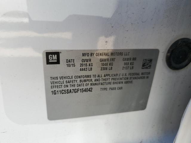 1G11C5SA7GF154042 - 2016 CHEVROLET MALIBU LIM LT 白色 照片 10