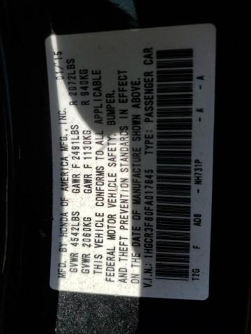 1HGCR3F80FA017645 - 2015 HONDA ACCORD EXL BLACK photo 12