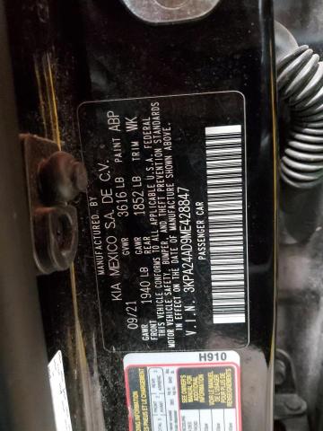 3KPA24AD9ME428847 - 2021 KIA RIO LX BLACK photo 12