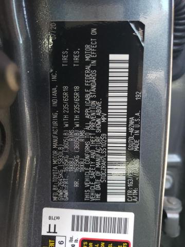 5TDCZRAH7LS510259 - 2020 TOYOTA HIGHLANDER L GRAY photo 13