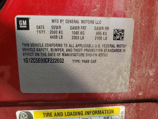 1G1ZC5E09CF222602 - 2012 CHEVROLET MALIBU 1LT RED photo 13