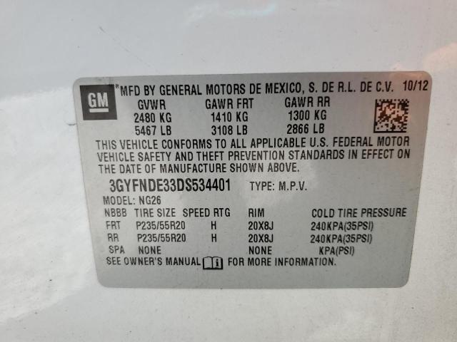 3GYFNDE33DS534401 - 2013 CADILLAC SRX PERFORMANCE COLLECTION Blanc photo 13