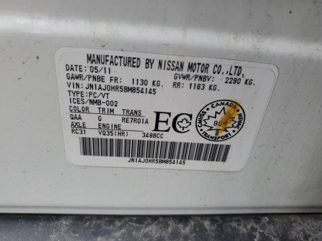 JN1AJ0HR5BM854145 - 2011 INFINITI EX35 BASE Սպիտակ լուսանկար 13