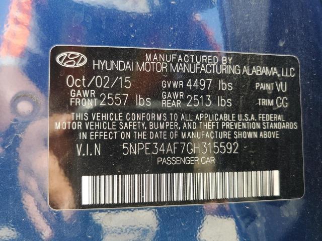 5NPE34AF7GH315592 - 2016 HYUNDAI SONATA SPORT BLUE photo 13