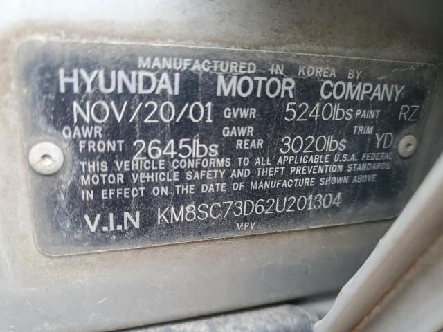 KM8SC73D62U201304 - 2002 HYUNDAI SANTA FE GLS SILVER photo 12