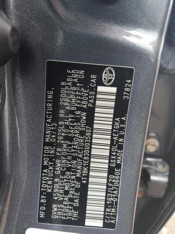 4T1BK1EB3DU035807 - 2013 TOYOTA AVALON BASE GRAY photo 12