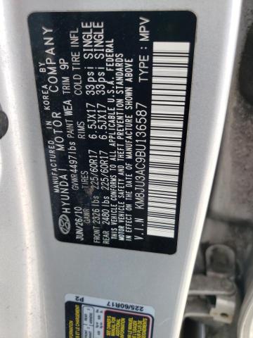 KM8JU3AC9BU136587 - 2011 HYUNDAI TUCSON GLS SILVER photo 13