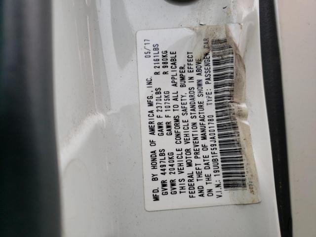 19UUB1F59JA001780 - 2018 ACURA TLX TECH WHITE photo 12