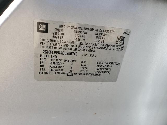 2GKFLVEK4D6290740 - 2013 GMC TERRAIN SLT SILVER photo 14