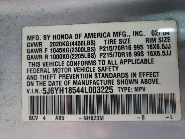 5J6YH18544L003225 - 2004 HONDA ELEMENT EX SILVER photo 14