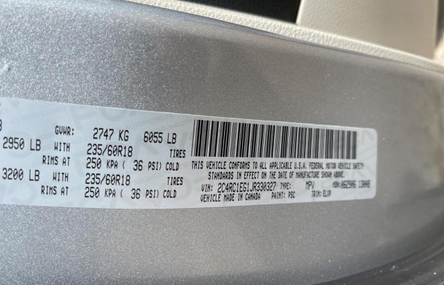 2C4RC1EG1JR330327 - 2018 CHRYSLER PACIFICA TOURING L PLUS SILVER photo 10