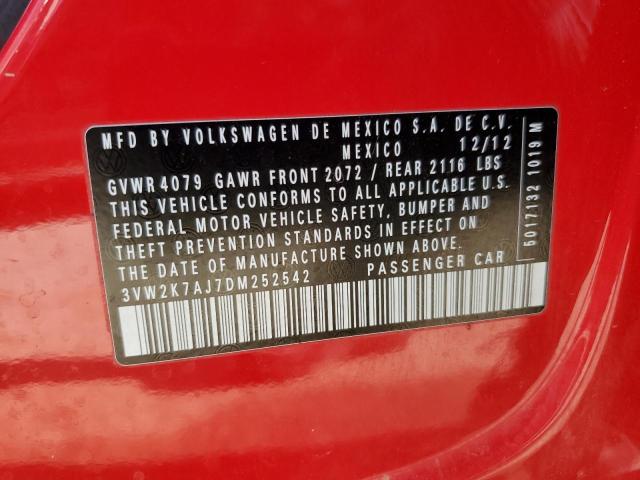 3VW2K7AJ7DM252542 - 2013 VOLKSWAGEN JETTA BASE RED photo 12