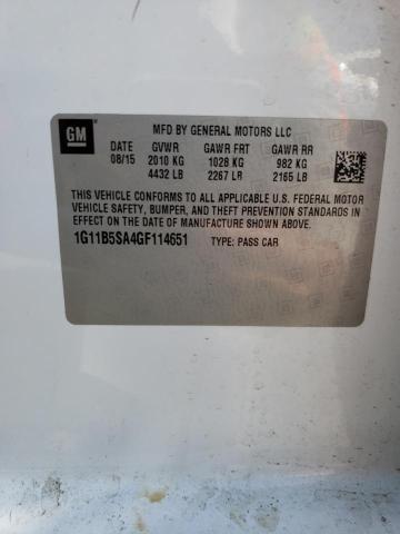 1G11B5SA4GF114651 - 2016 CHEVROLET MALIBU LIM LS WHITE photo 12