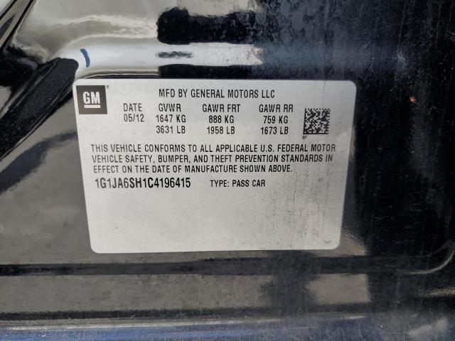 1G1JA6SH1C4196415 - 2012 CHEVROLET SONIC LS BLACK photo 12