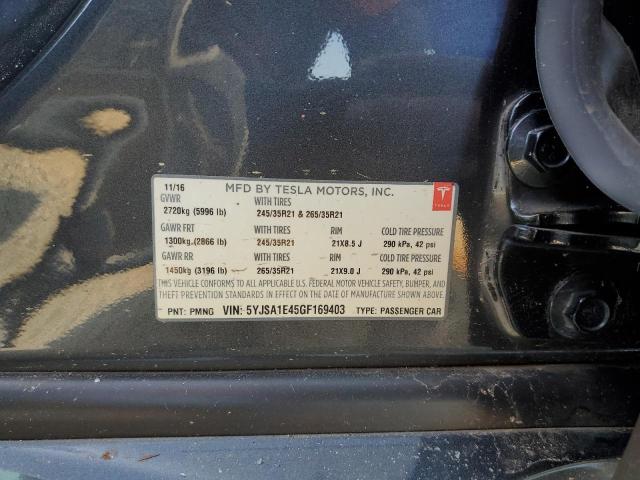 5YJSA1E45GF169403 - 2016 TESLA MODEL S GRAY photo 13