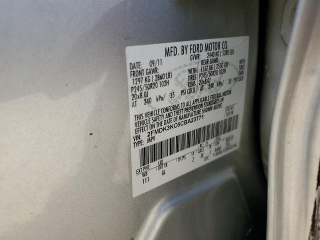 2FMDK3KC6CBA23771 - 2012 FORD EDGE LIMITED SILVER photo 13