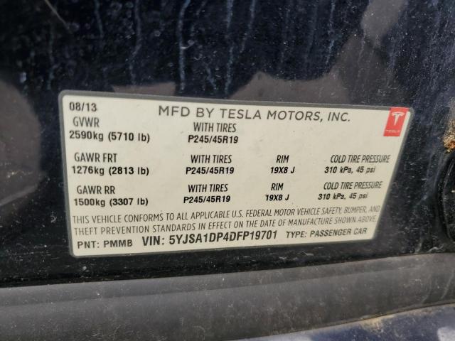 5YJSA1DP4DFP19701 - 2013 TESLA MODEL S BLACK photo 13