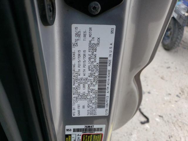 5TFTX4CN0FX065583 - 2015 TOYOTA TACOMA ACCESS CAB ვერცხლისფერი ფოტო 12