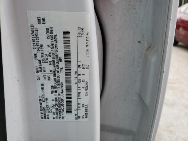 1FMCU9GD1JUA43959 - 2018 FORD ESCAPE SE WHITE photo 13